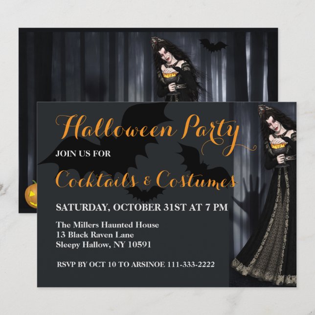 Witch Halloween-inbjudan Inbjudningar (Fram/baksida)