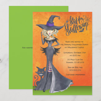 Witch Halloween-inbjudan, Vuxen Costume Party Inbjudningar