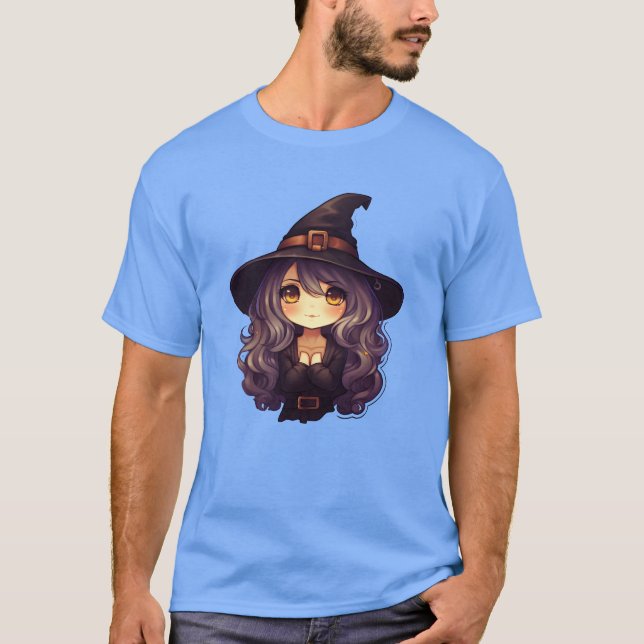 Witch Halloween Tecknad Girl T Shirt (Framsida)