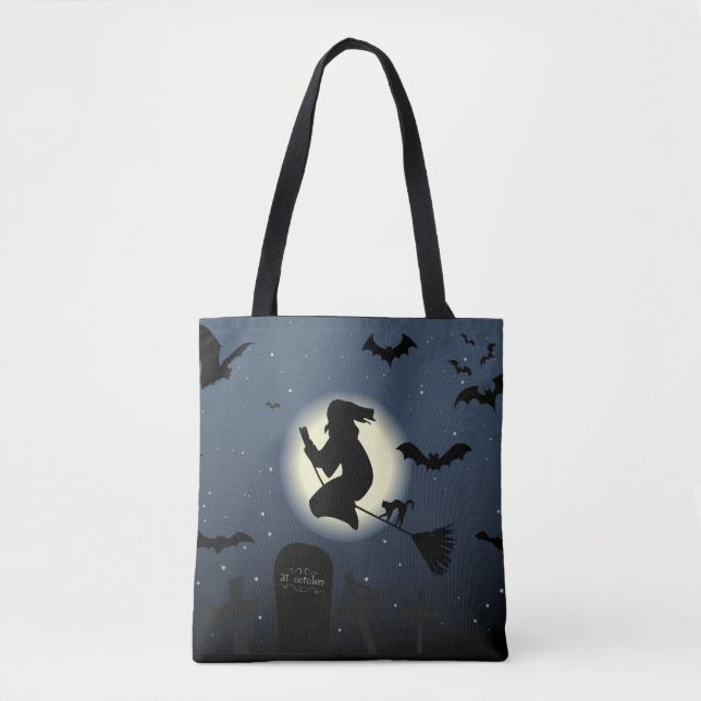 Witch & Halloween Tote Bag Tygkasse (Framsida)