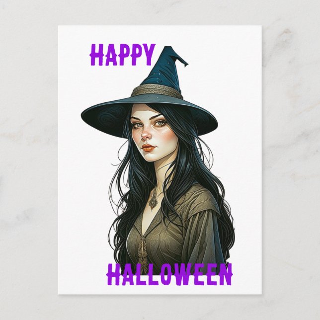Witch Halloween Vykort (Framsida)