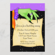 Witch Hand med Papper Halloween-inbjudan