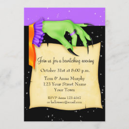 Witch Hand med Papper Halloween-inbjudan Inbjudningar