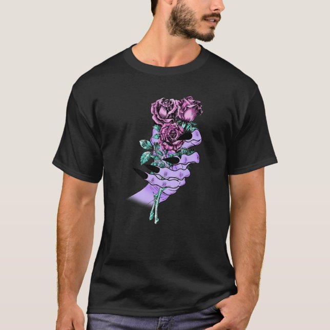 Witch Hand Roses Pastel Goth Nu Goth Premium T Shirt (Framsida)