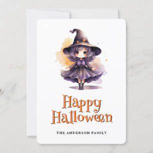 Witch Happy halloween Card Julkort