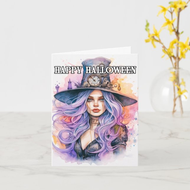 Witch | HAPPY HALLOWEEN Kort (Gul blomma)