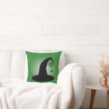 Witch har med Spindelnät Grönt Halloween Pillow