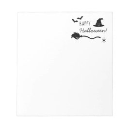 Witch Hat and Broom with Spider and Fladdermus Hal Anteckningsblock