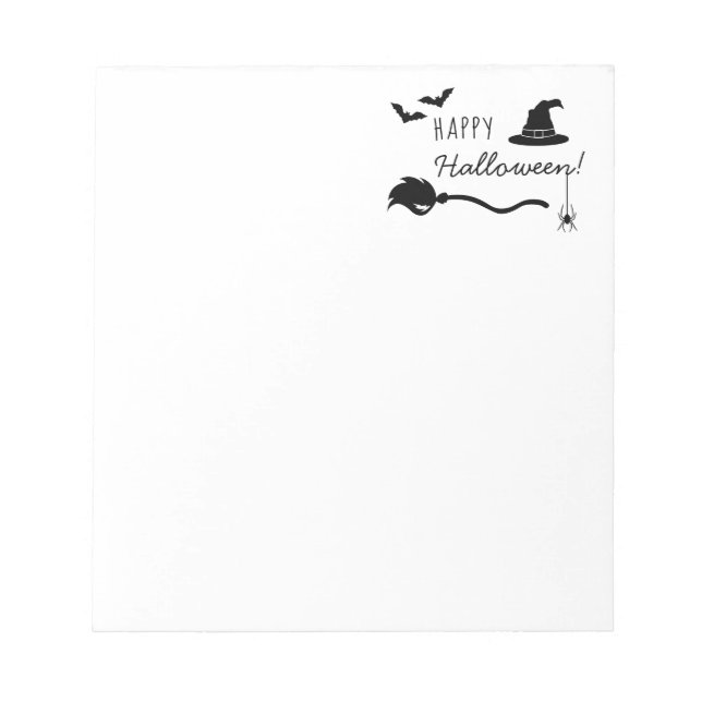 Witch Hat and Broom with Spider and Fladdermus Hal Anteckningsblock (Framsida)