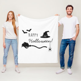 Witch Hat and Broom with Spider and Fladdermus Hal Fleecefilt