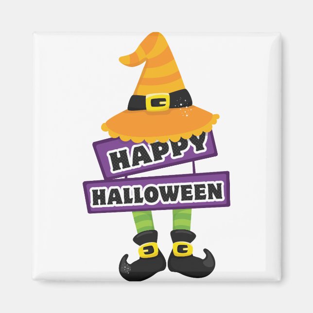Witch Hat and Feet Halloween Magnet (Framsidan)