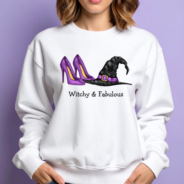 Witch Hat and Heels Cute Witchy Halloween T Shirt (Disclaimer: This image is a digital mockup.)