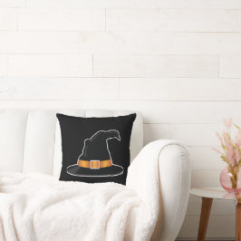 Witch Hat and Orange Witch's Hat Halloween Black Kudde