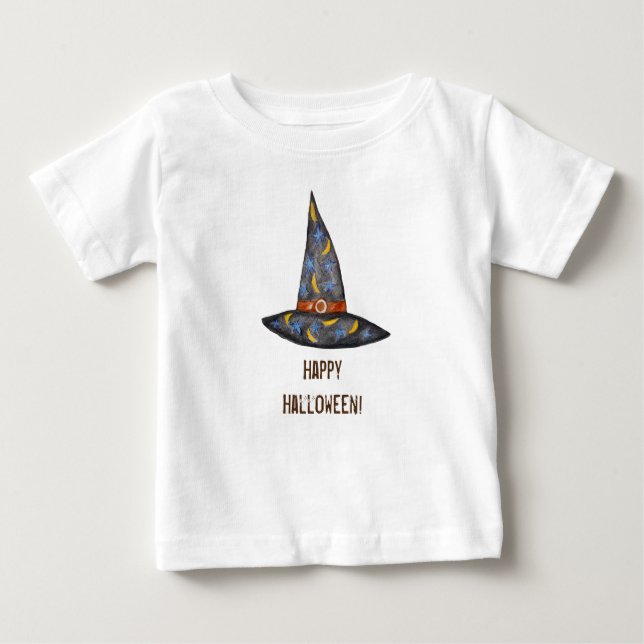 Witch Hat, Anpassningsbar Halloween Baby Jersey T- T Shirt (Framsida)