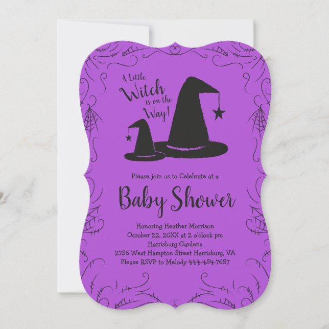 Witch Hat Baby Shower Halloween Inbjudningar (Framsida)