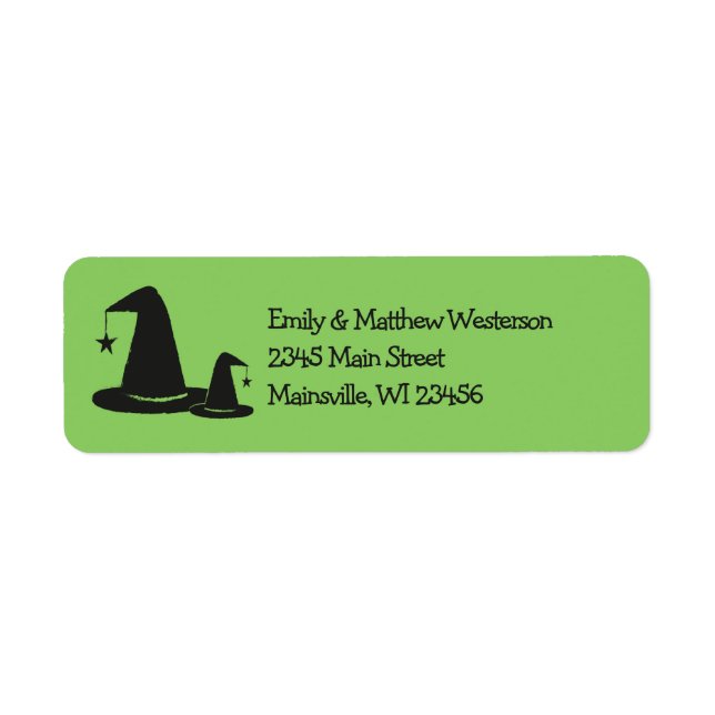 Witch Hat Baby Shower Halloween Returadress Etikett (Framsidan)