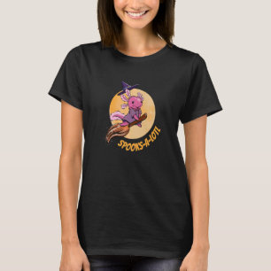 Witch Hat Broom Axolotl Spooks A Lotl Halloween Co T Shirt