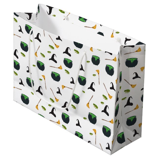 Witch Hat Broom Caldron Halloween Mönster (Framsidan Vinklad)