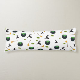 Witch Hat Broom Caldron Halloween Mönster Kroppskudde