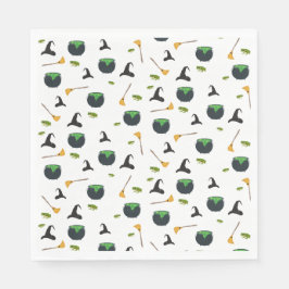 Witch Hat Broom Caldron Halloween Mönster Pappersservett