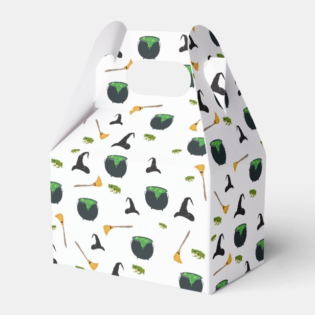 Witch Hat Broom Caldron Halloween Mönster Presentaskar (Framsidan Sidan)