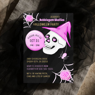 Witch Hat Bubblegum Skellies Halloween fest Inbjudningar