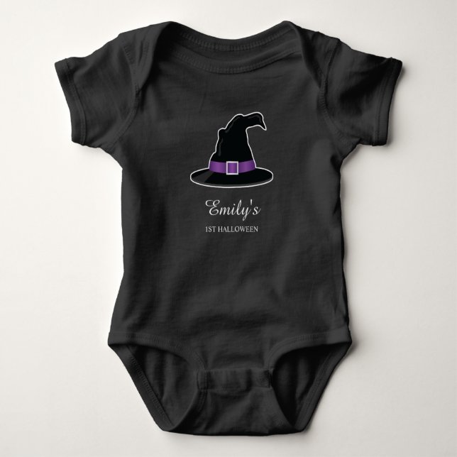 Witch Hat Child's First Halloween med eget namn T Shirt (Framsida)
