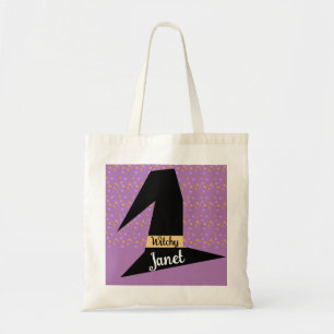 Witch Hat Confetti Witchy Namn Tote Bag Tygkasse