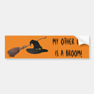 Witch Hat och Broomstick Bumper Sticker Bildekal