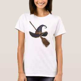 Witch Hat och Broomstick T Shirt