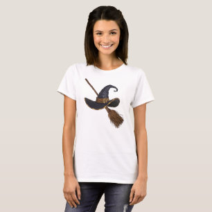 Witch Hat och Broomstick T Shirt