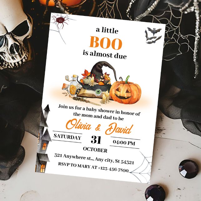 Witch Hat och Haunted House,Halloween Baby Shower Inbjudningar (Skapare uppladdad)