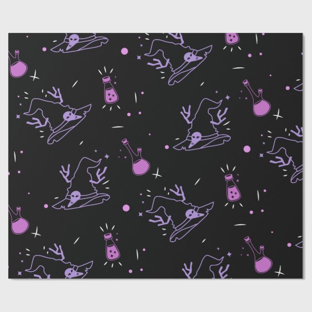 Witch Hat & Potion Wrapping Papper Presentpapper (Platt)