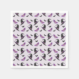 Witch Hat with Shoes Lila Halloween Mönster Pappersservett