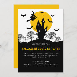 Witch Haunted House Orange & Black Halloween fest Inbjudningar