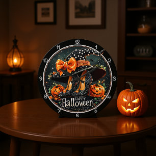 Witch Heels och Happy halloween Stor Klocka