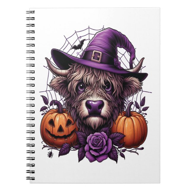 Witch Highland Halloween Cow Anteckningsbok (Framsidan)