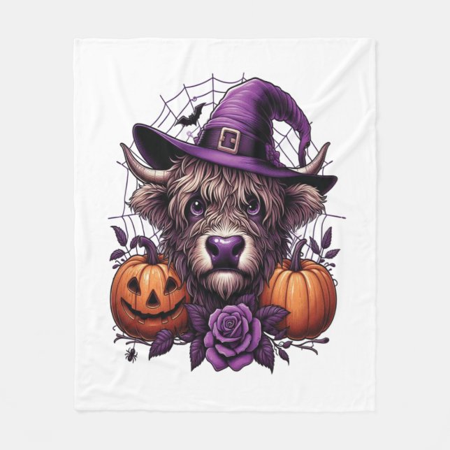 Witch Highland Halloween Cow Fleecefilt (Framsidan)