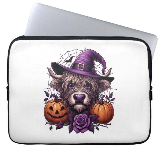 Witch Highland Halloween Cow Laptop Fodral (Framsidan)