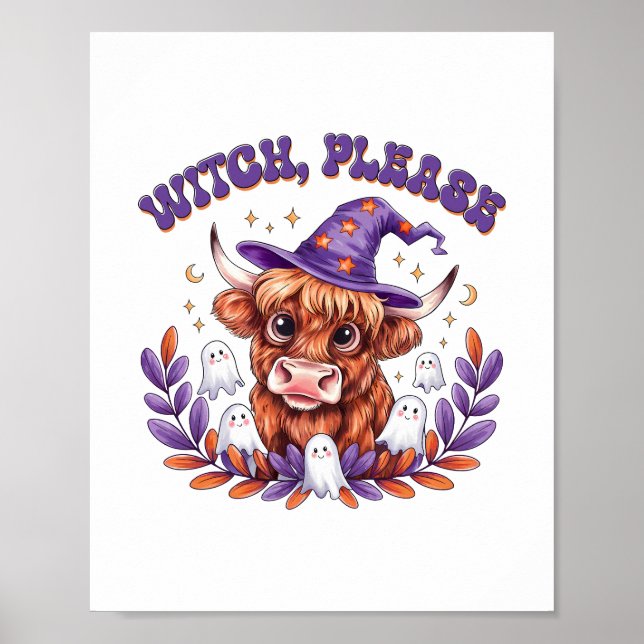 Witch, Höland Cow Halloween Poster (Framsidan)