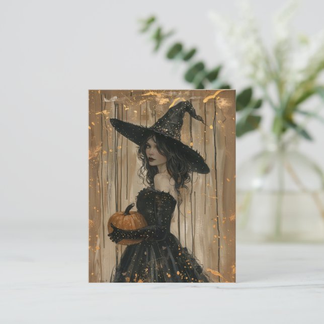Witch Holding a Pumpkin Vykort (Stående Fram)