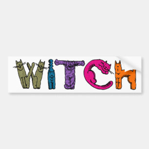 "Witch" i Cat Brev - Bumper Sticker 2 Bildekal