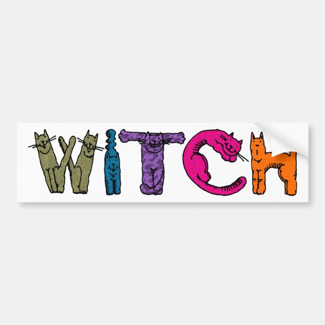 "Witch" i Cat Brev - Bumper Sticker 2 Bildekal (Framsidan)