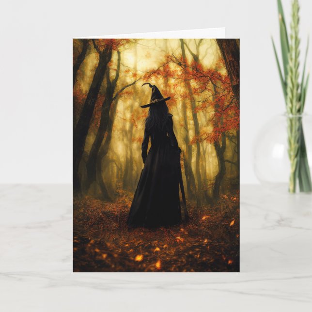 Witch i Forest Halloween Hälsning Kort (Framsida)