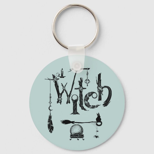 Witch Illustrative old world nature Nyckelring (Framsida)