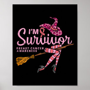 Witch Im A Survivor Halloween Breast Cancer Awaren Poster