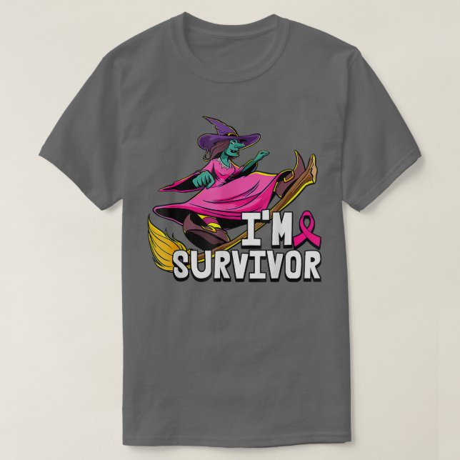 Witch Im A Survivor Halloween Breast Cancer Awaren T Shirt (Design framsida)