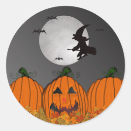 Witch in Flight Halloween Stickers Runt Klistermärke