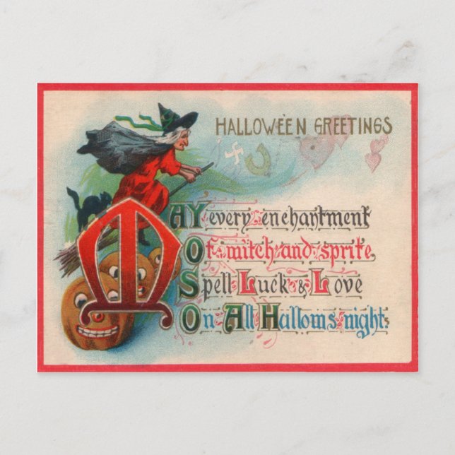 Witch Jack o lantern Pumpkin Vykort (Framsida)