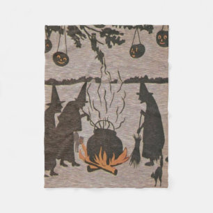 Witch Jack O'Lantern Cauldron Uggla Fleecefilt